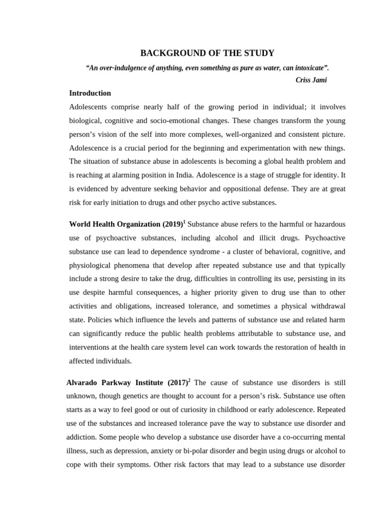 Background of The Study | PDF | Substance Abuse | Mental Disorder