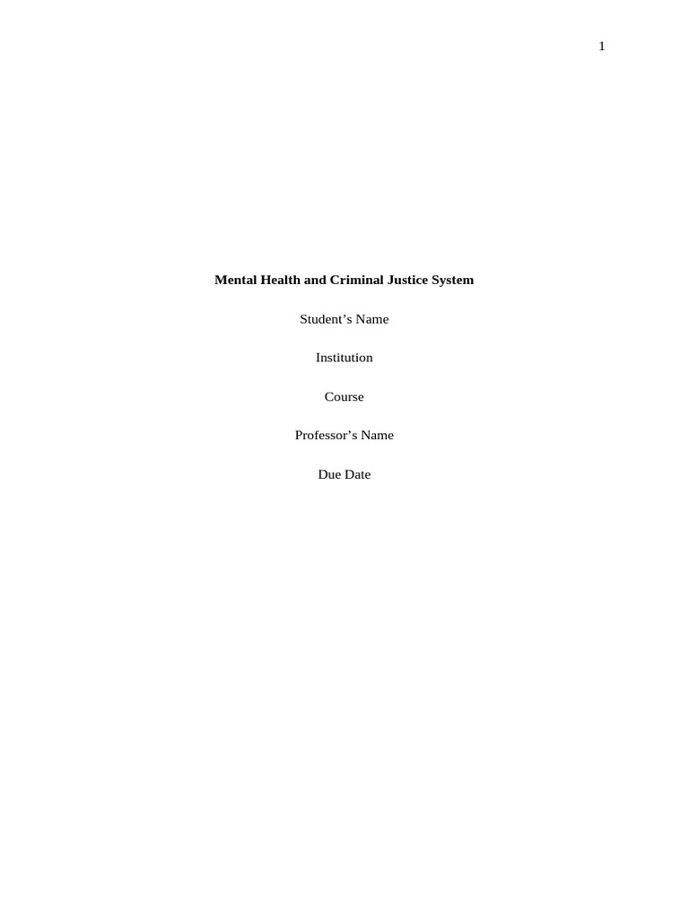 Mental Health and Criminal Justice System | PDF | Mental Health ...