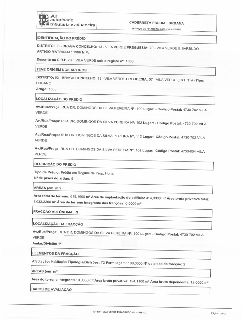 Caderneta Predial - Correta | PDF