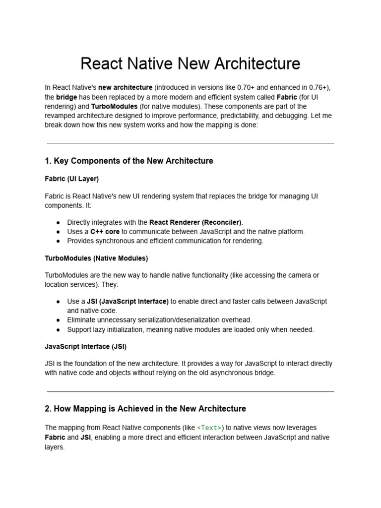React Native New Architecture | PDF | Java Script | User Interface