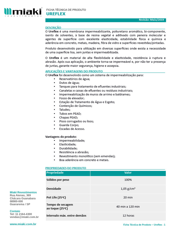 Ficha Técnica do Ureflex | PDF | Poliuretano | Materiais