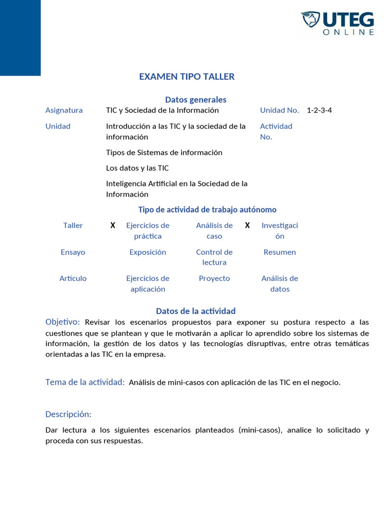 Examen Taller sobre TIC y Sociedad | PDF | Hospital | Tecnología de ...
