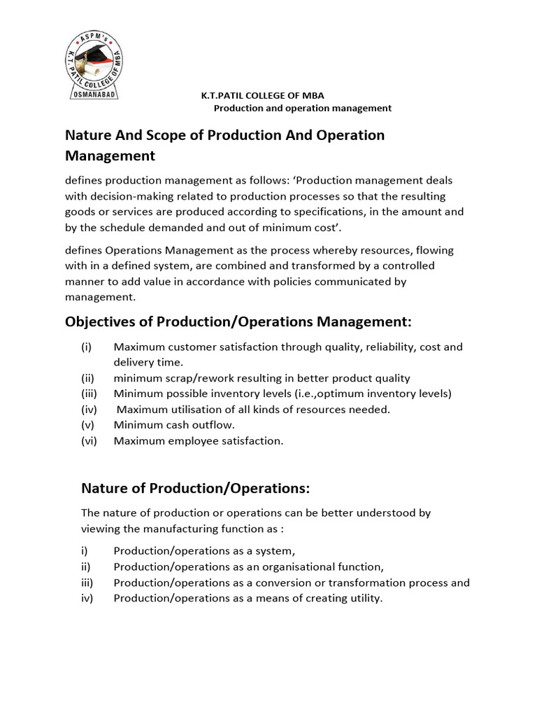 Production and Operations Management Guide | PDF | Inventory | Lean ...
