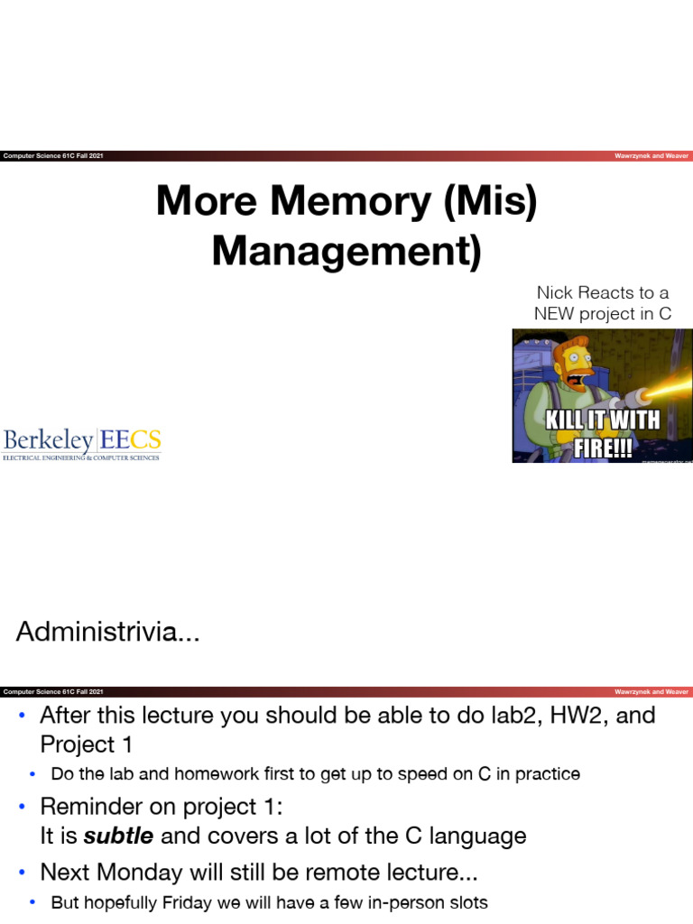 C Memory Management in CS61C Fall 2021 | PDF | Pointer (Computer ...