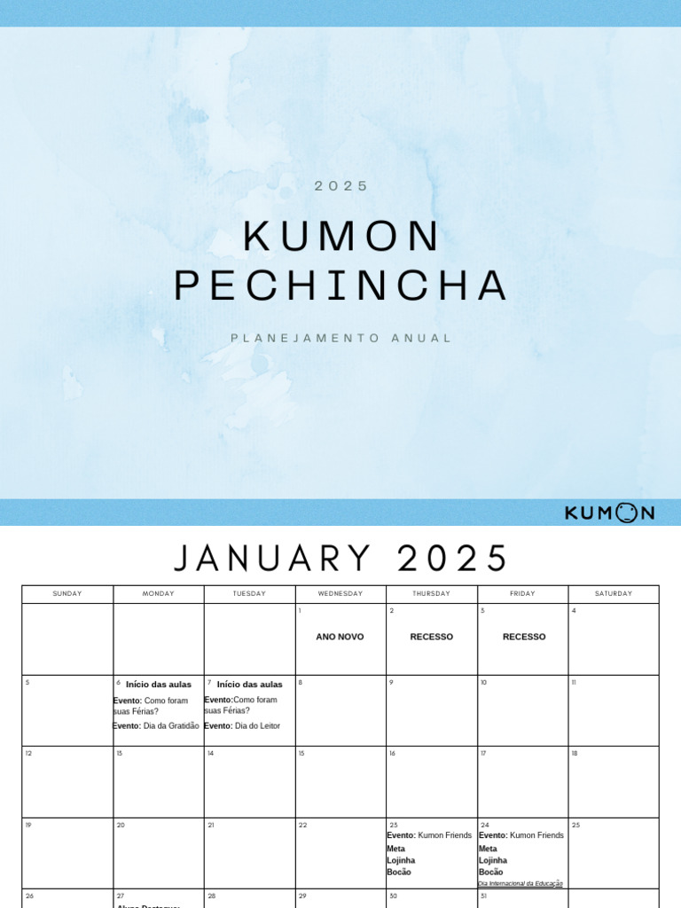 Planejamento Anual Kumon Pechincha 2025 | PDF