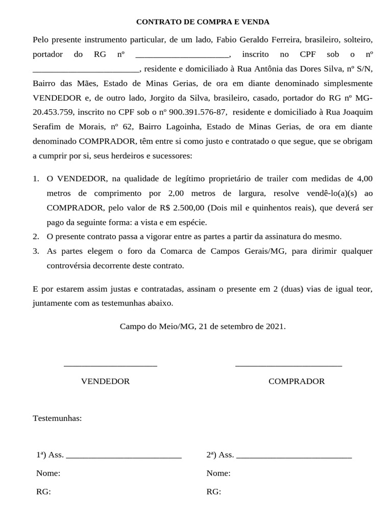 Contrato de Compra e Venda de Imóvel | PDF