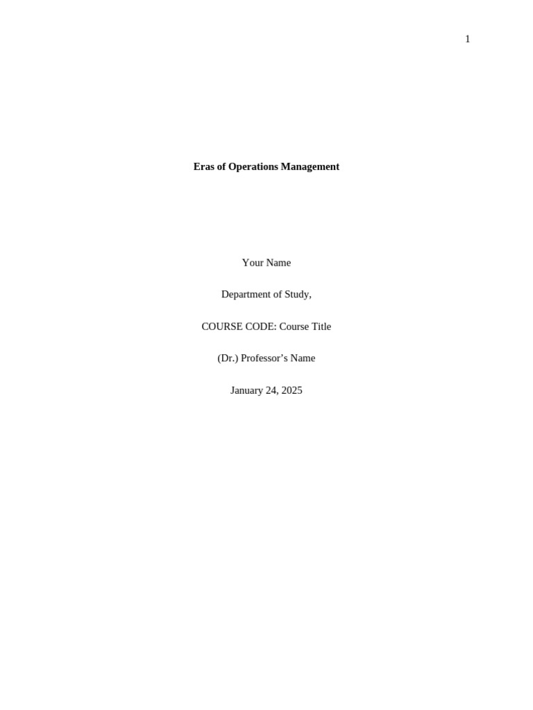 Evolution of Operations Management Eras | PDF | Operations Management ...