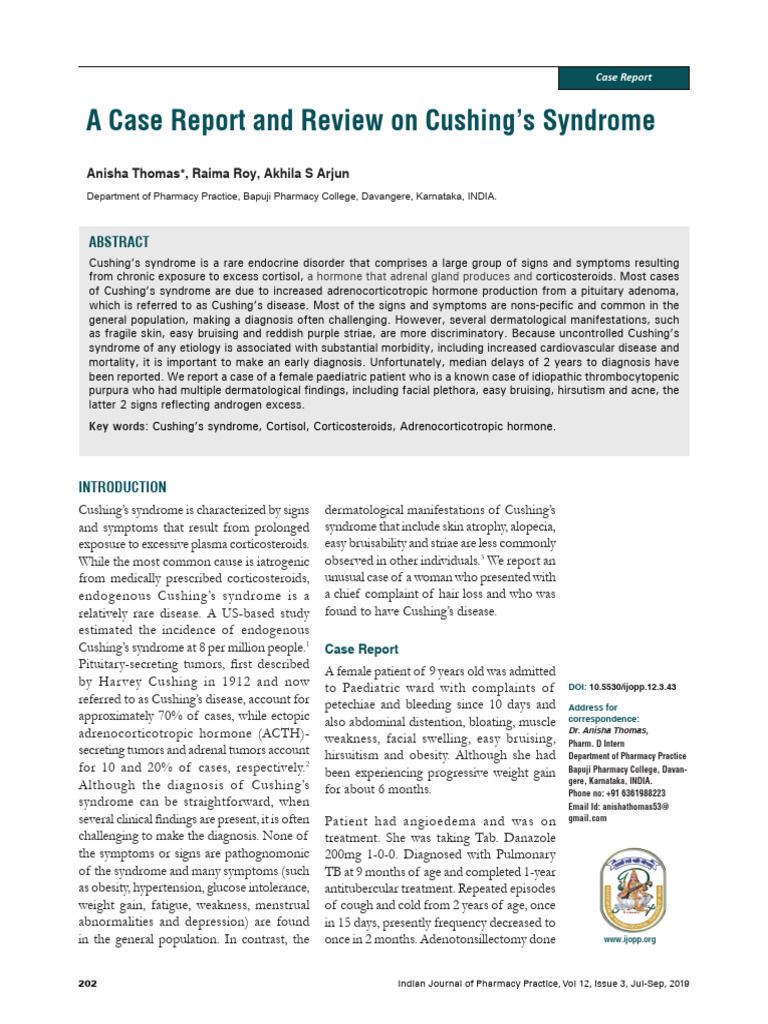 Cushing’s Syndrome Case Report Analysis | PDF | Human Diseases And ...