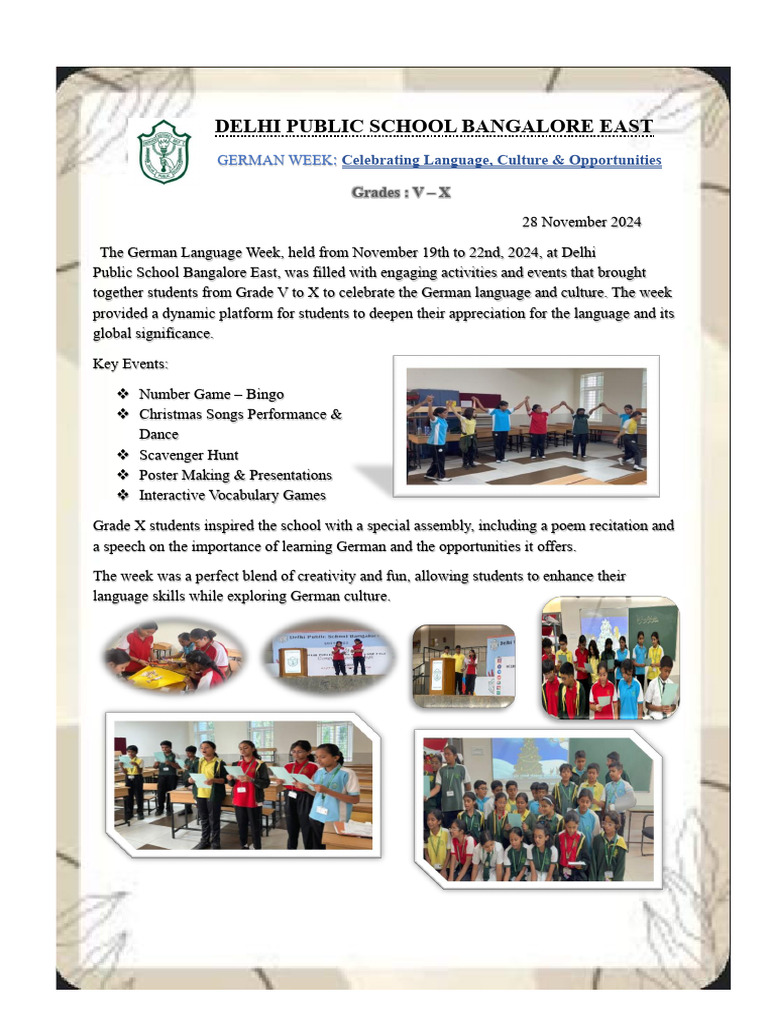 German Language Week at DPS Bangalore | PDF