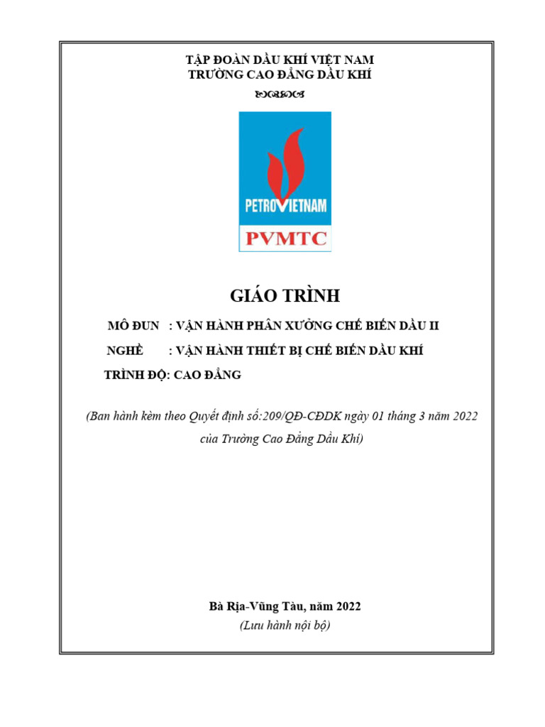 [123doc] Giao Trinh Van Hanh Phan Xuong Che Bien Dau II Nghe Van Hanh ...