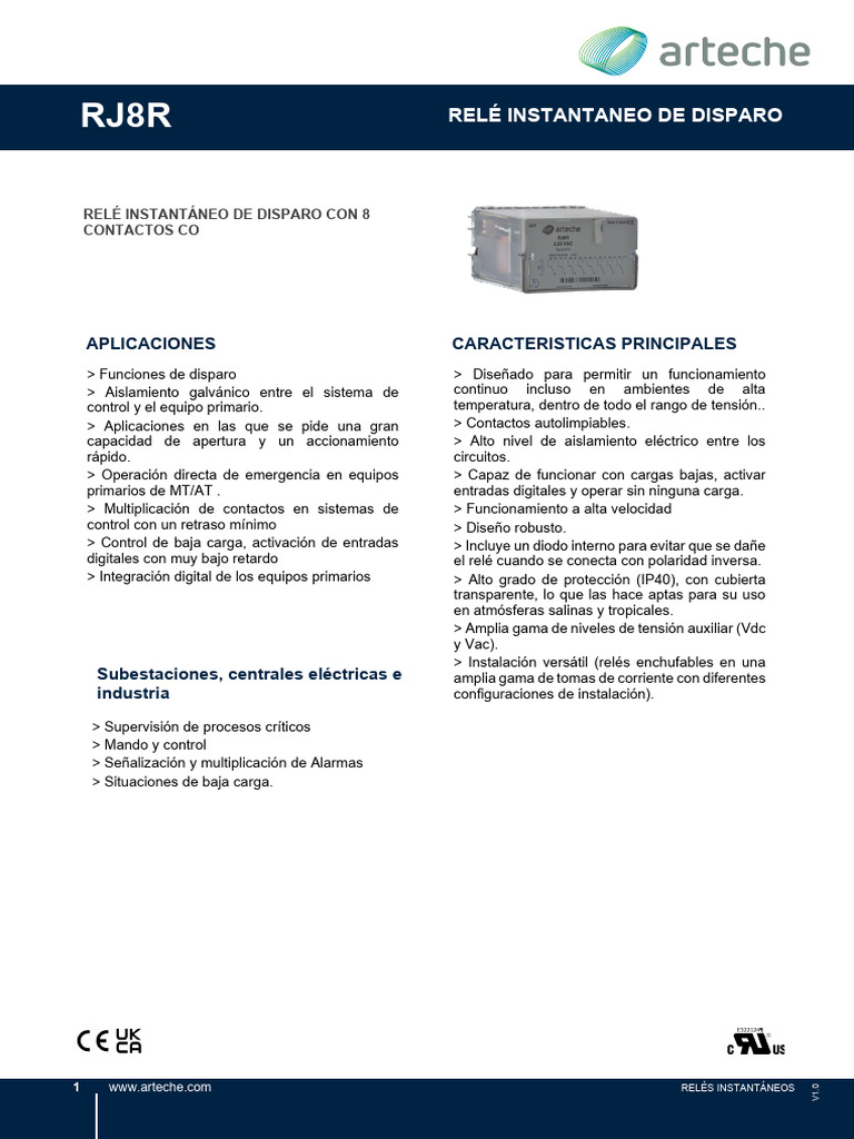 Relé Instantáneo RJ8R: Especificaciones y Usos | PDF | Relé ...