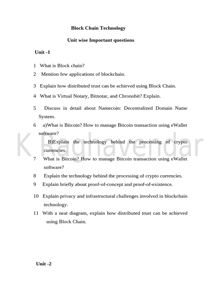 Essential Blockchain Technology Questions | PDF | Cryptocurrency | Bitcoin