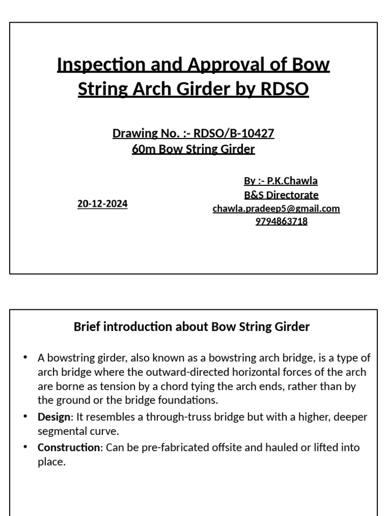 RDSO Bow String Girder Inspection Guide | PDF | Structural Engineering ...