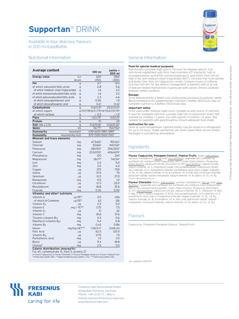 Productsheet Supportan DRINK 2019 | PDF | Fish Oil | Fat