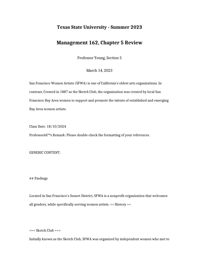 Management 162 Chapter 5 Review | PDF | California | San Francisco