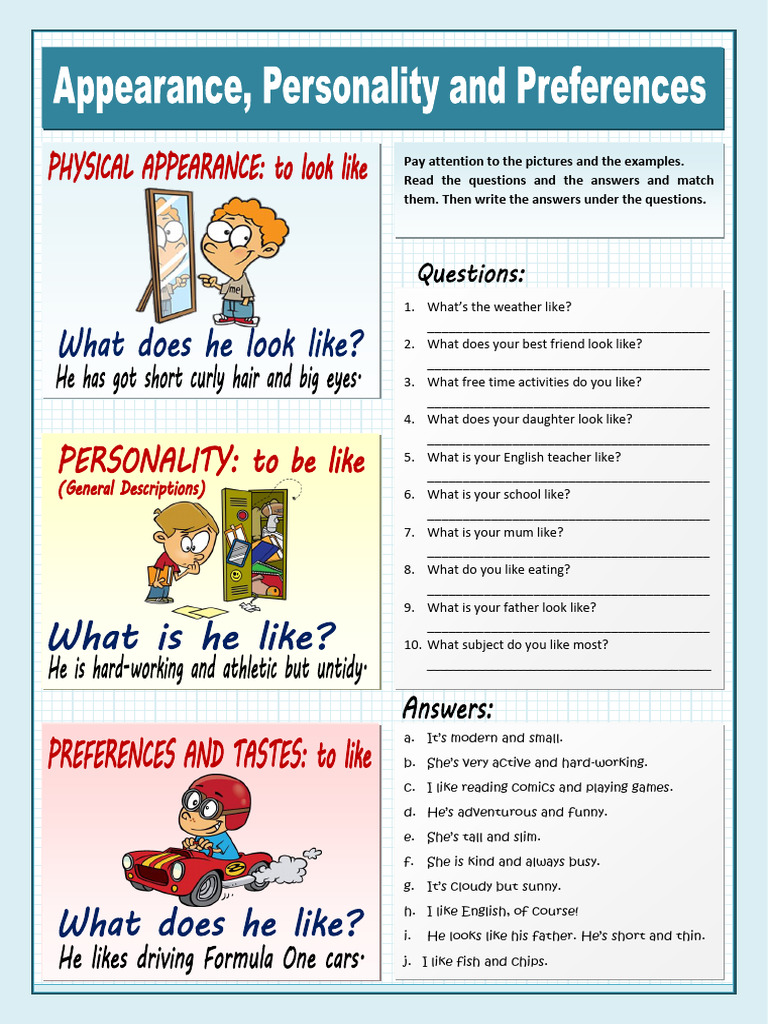Exercises on Describing People and Preferences | PDF