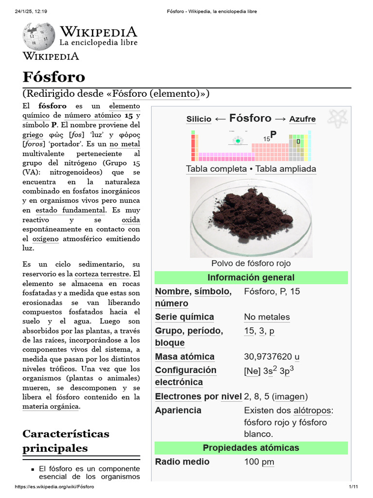 Estructura y propiedades del fósforo | PDF | Fósforo | Química
