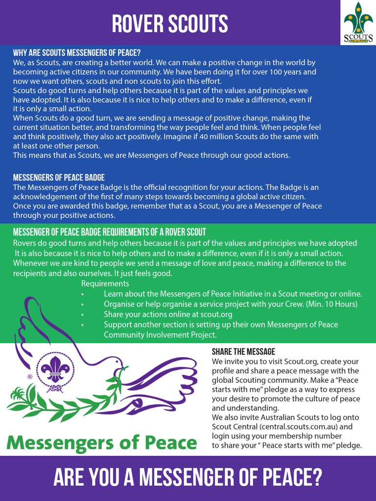 Messenger of Peace Badge for Scouts | PDF | Scouting | Outdoor Recreation