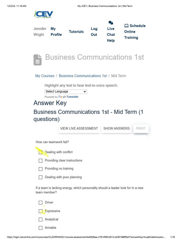 Kami Export - Shyanne Pittman - 24-25 BC Mid Term | PDF | Communication ...