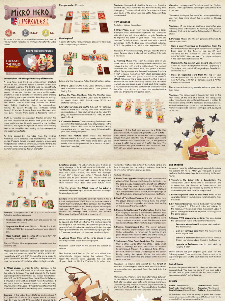 Micro Hero: Hercules Game Rules | PDF