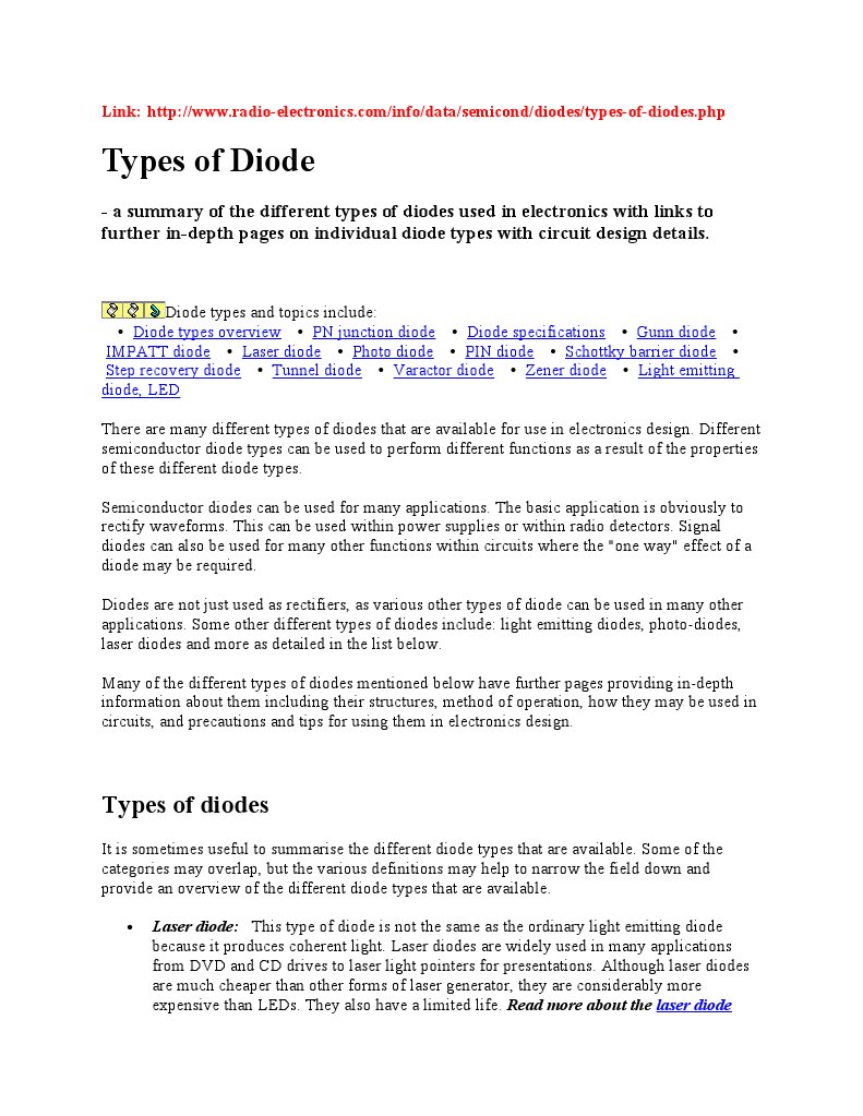 Overview of Diode Types in Electronics | PDF | Diode | P–N Junction