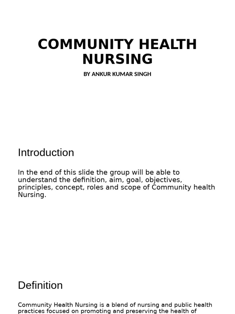 Community Health Nursing Overview | PDF | Preventive Healthcare ...