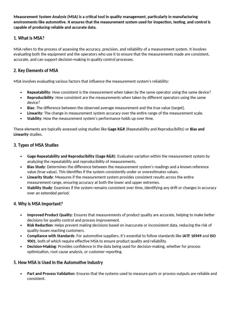 Measurement System Analysis in QA | PDF | Accuracy And Precision ...