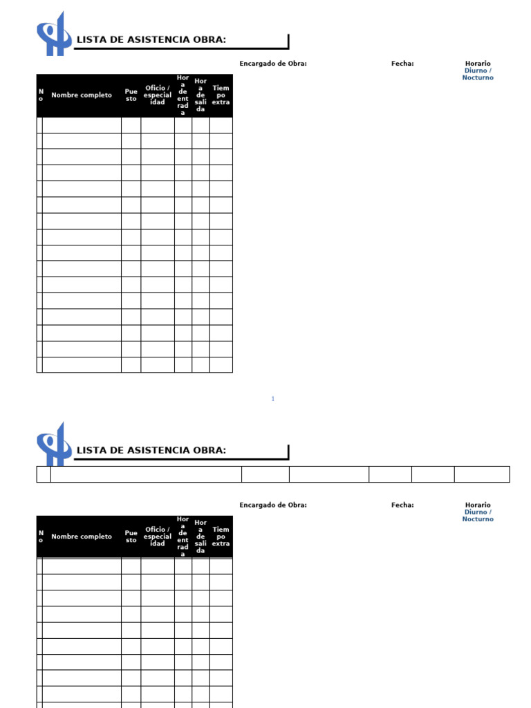 CO-021 Ed.1 Lista de Asistencia Personal-Dia | PDF