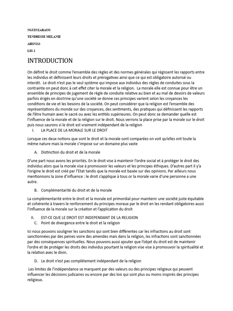Influence de la morale et religion sur le droit | PDF | Moralité