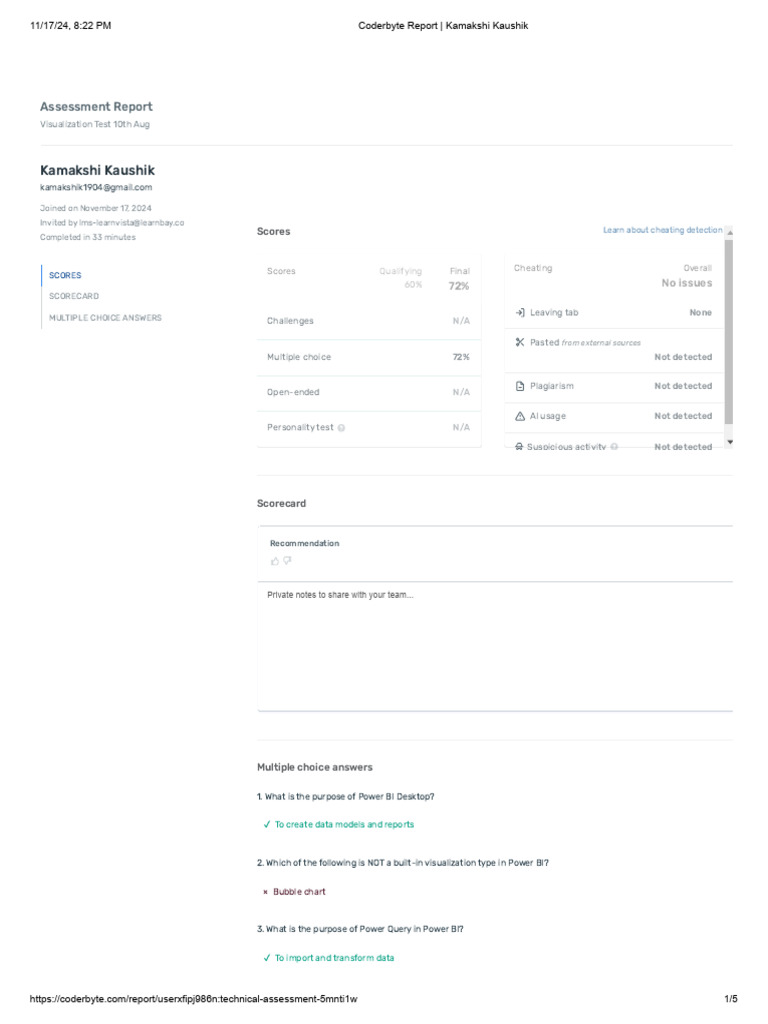 Coderbyte Report _ Kamakshi Kaushik | PDF | Sql | Table (Database)