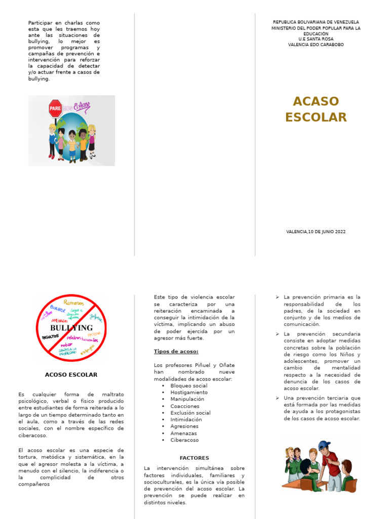 Acoso Triptico | PDF | Abuso psicológico | Psicología Social