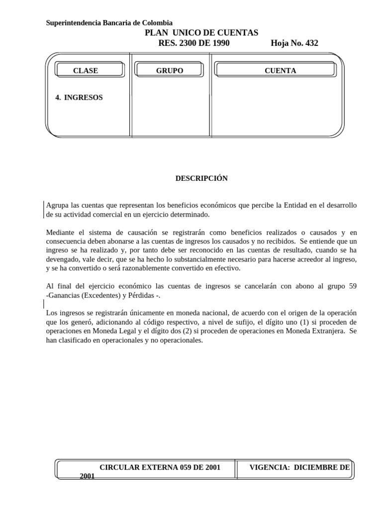 Plan Único de Cuentas: Ingresos Operacionales | PDF | Reaseguro ...