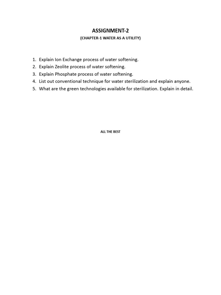 Assignment-2: (Chapter-1 Water As A Utility) | PDF