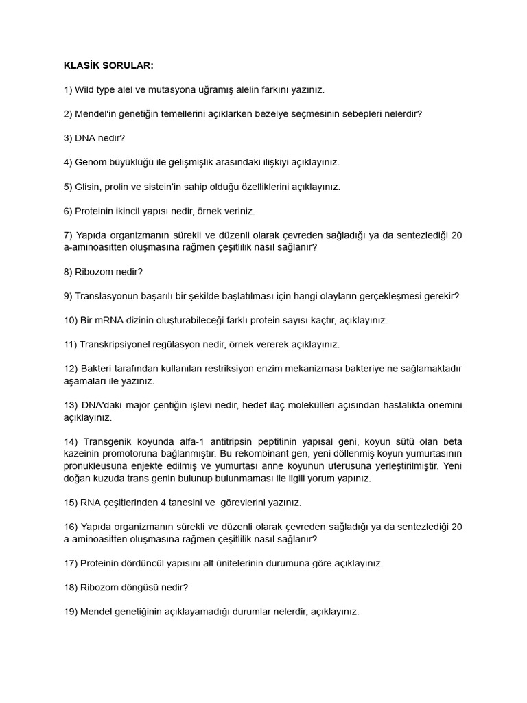 Klasik Sorular | PDF