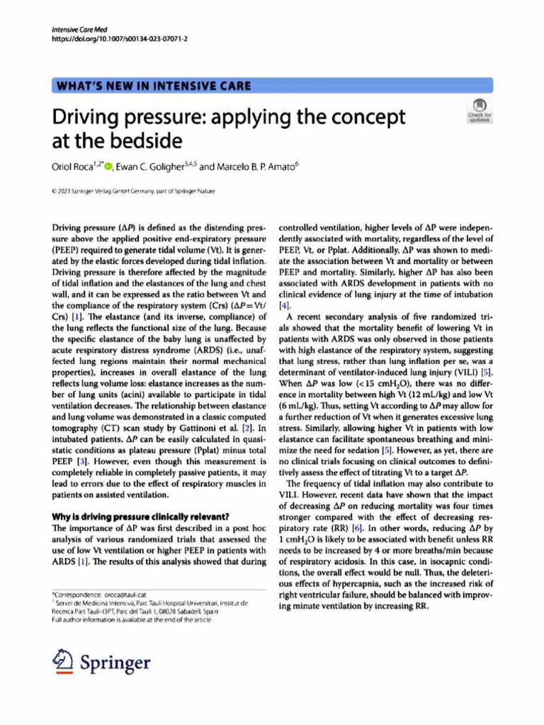 Driving Pressure | PDF