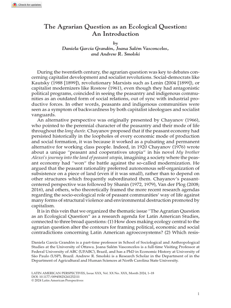 The Agrarian Question As An Ecological Question | PDF | Agroecology ...
