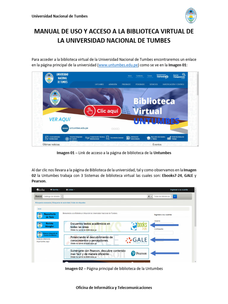 Acceso a la Biblioteca Virtual UNTumbes | PDF | Libreria digital | Internet