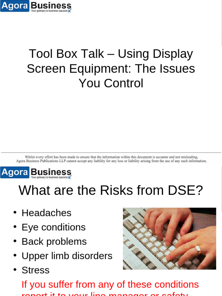Display Screen Equipment Staff Training Powerpoint | PDF