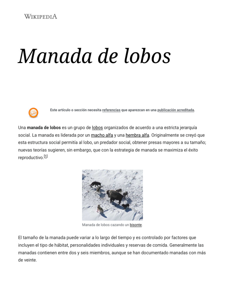 Manada de Lobos - Wikipedia, La Enciclopedia Libre | PDF | Pack (canino ...