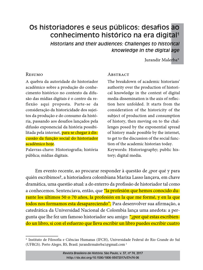 Historiadores e Públicos na Era Digital | PDF | Web 2.0 | Historiografia