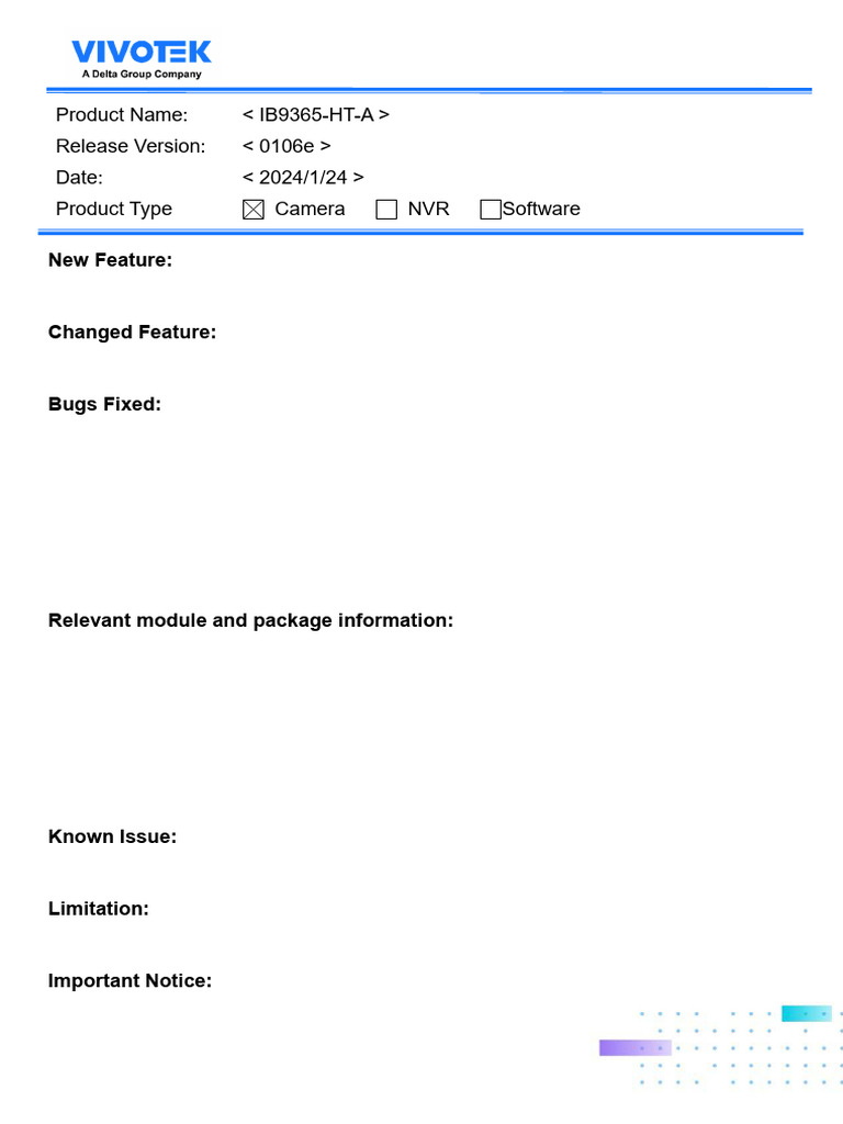 IB9365 HT A VVTK 0106e - Release - Note | PDF | Software Bug | Computing