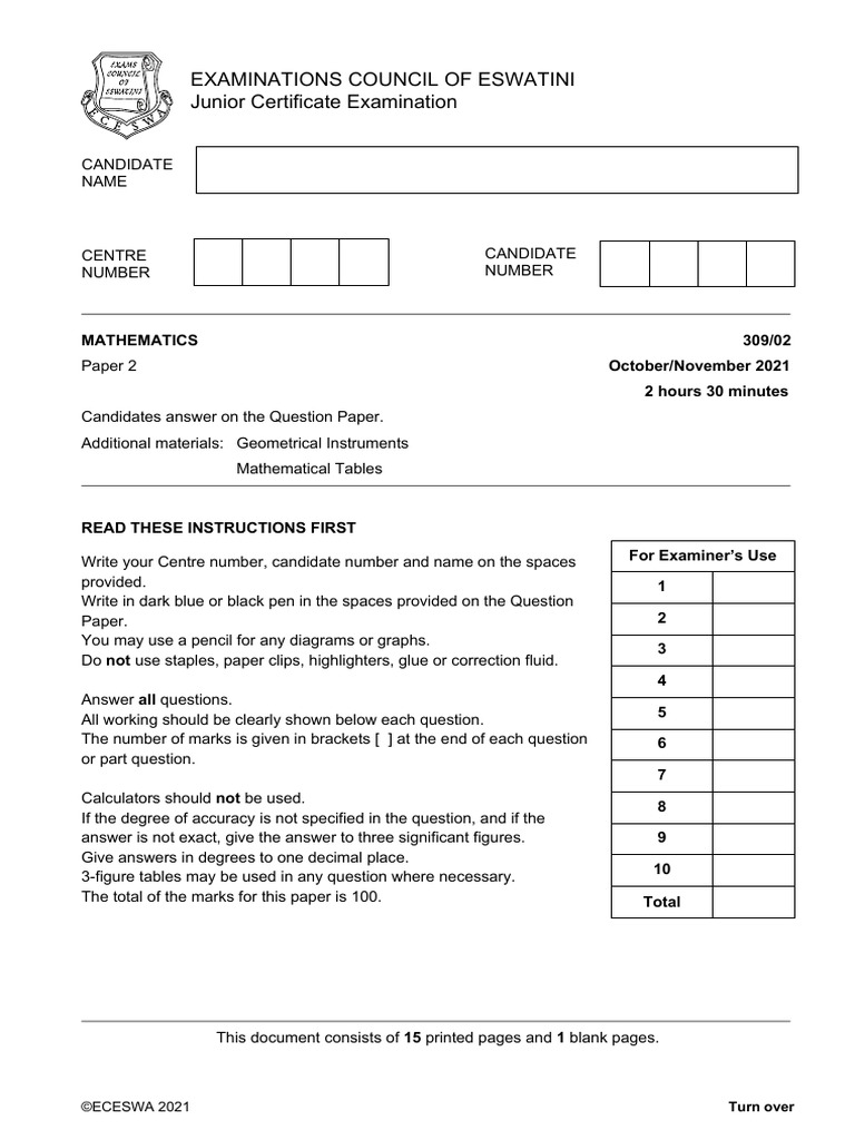 Jc Mathematics 2021 Question Paper 2 Pdf Significant Figures