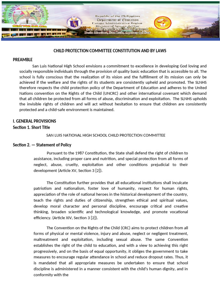 San Luis High School Child Protection Committee | PDF | Child Abuse ...