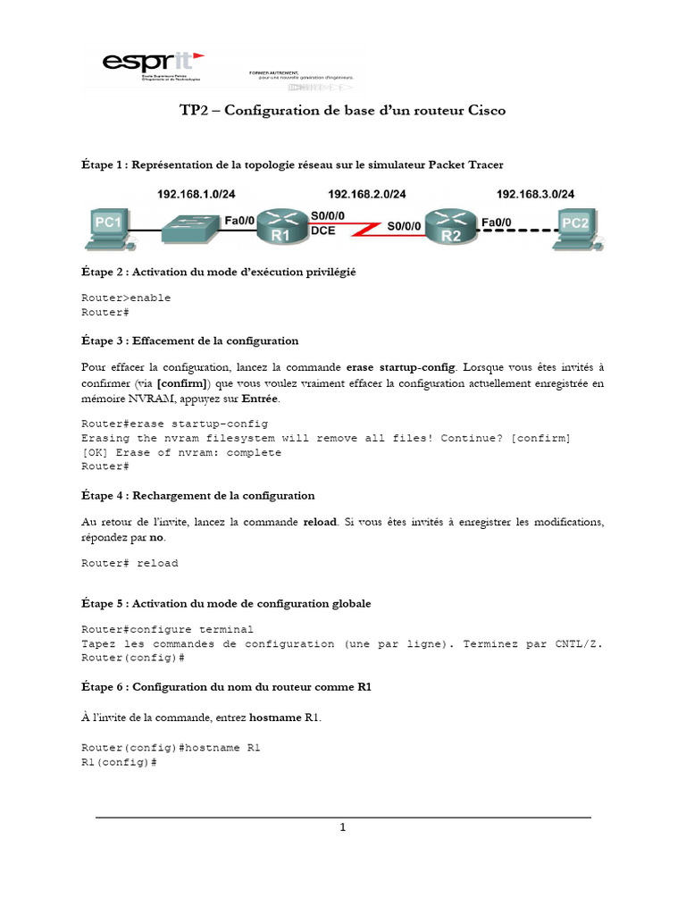 Configuration de base d'un routeur Cisco | PDF | Architecture de réseau ...