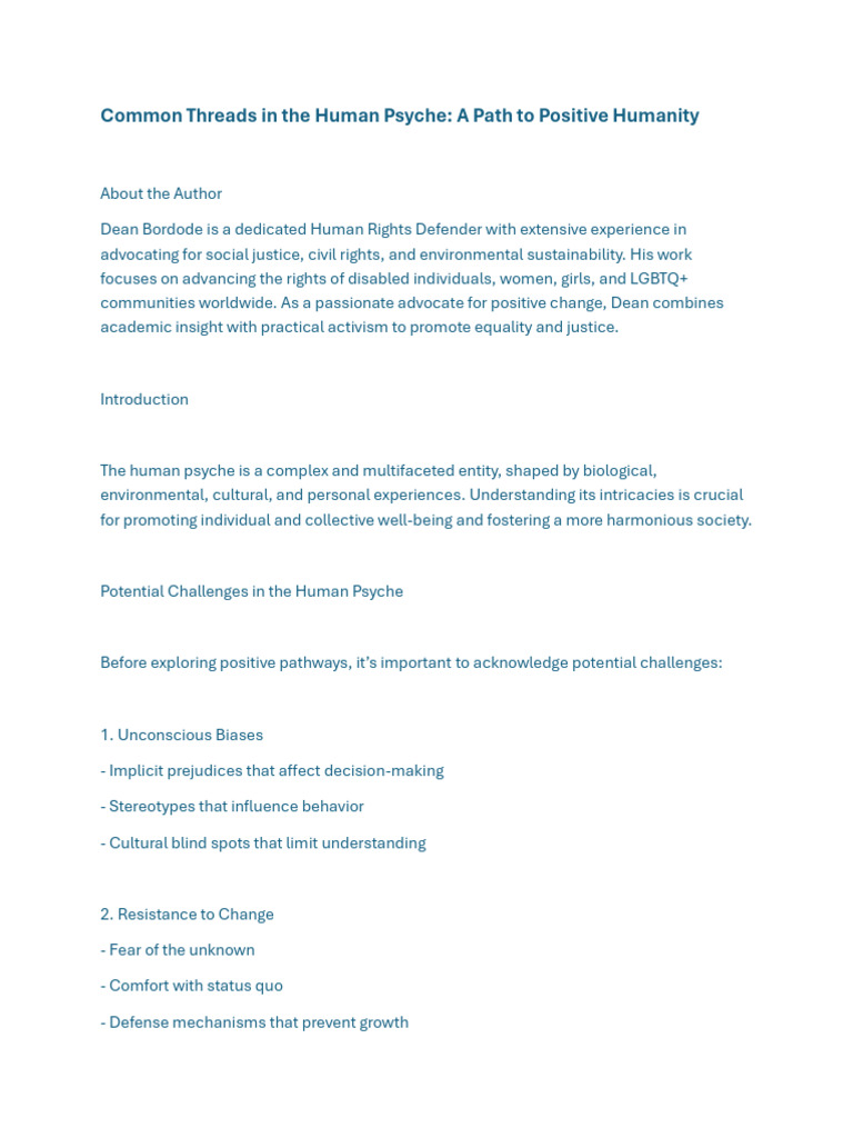 Understanding the Human Psyche for Positive Change | PDF | Psychology ...