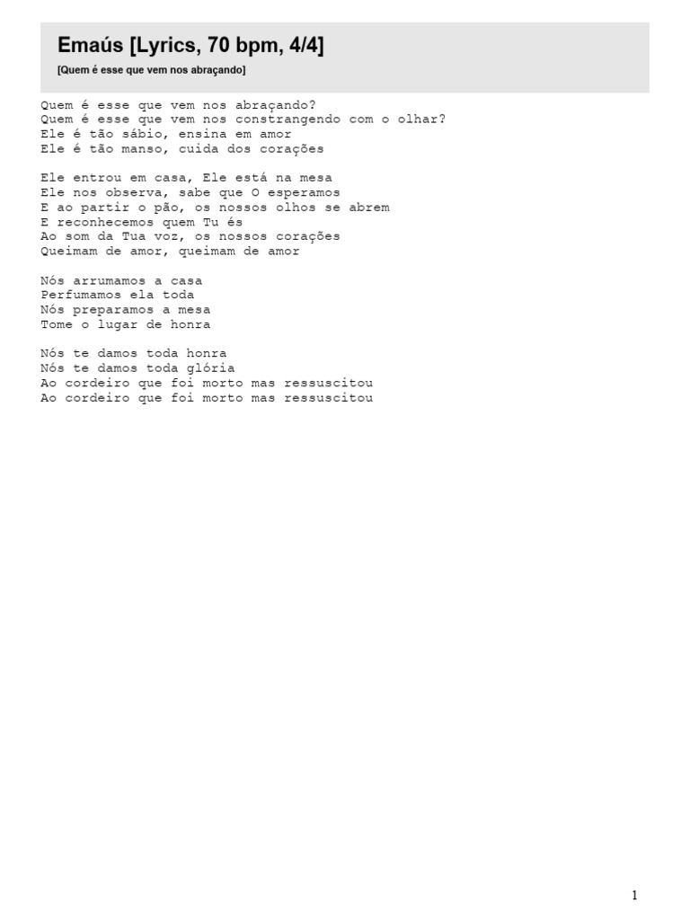 Letra da Música Emaús | PDF
