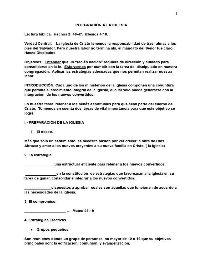 Estrategias para Integrar Nuevos Creyentes | PDF | Oración | Cristo ...