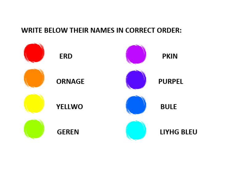 Colors Correct Names | PDF