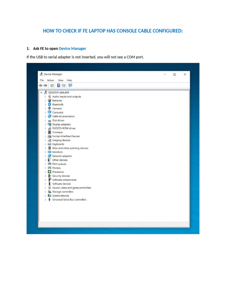 How To Check If Fe Laptop Has Console Cable Configured | PDF