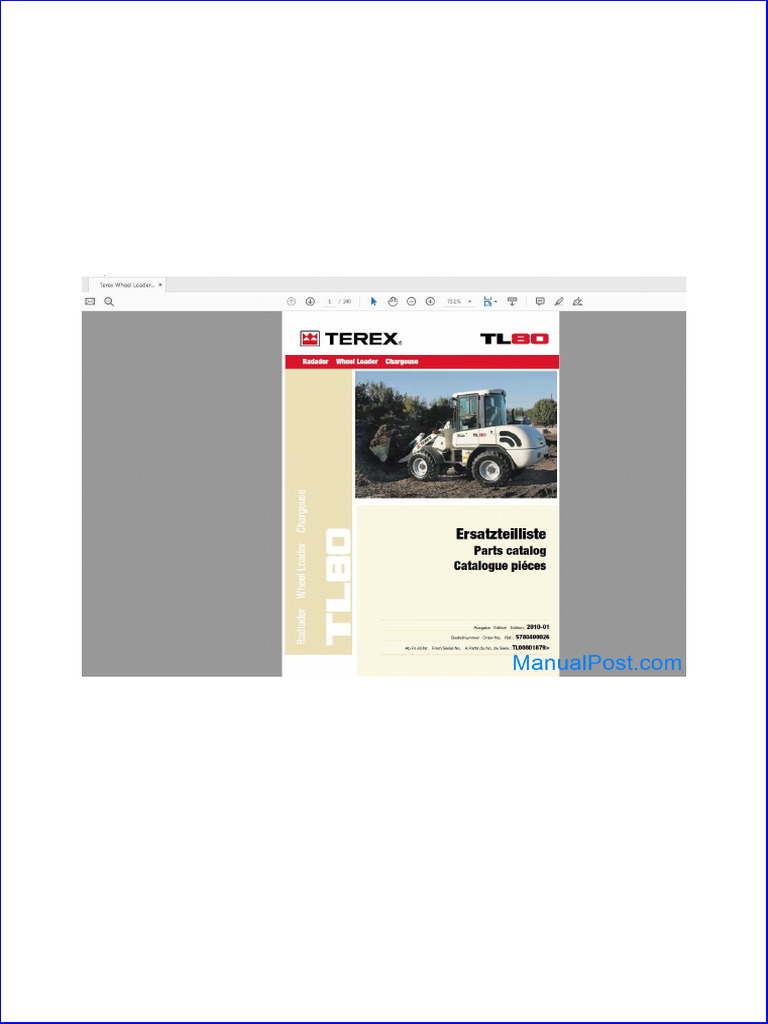 Terex Wheel Loader Tl80 1879 5780400026 Radlader Parts Catalog